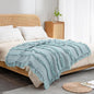 Ultra Soft Pre-Washed Quilted Boho Blue Green King Size Blankets for Bed, Ruffle Fringed Decorative Throw, Stone Washed Chic Rustic Blanket for Sofa Couch Bed, 104"*90"