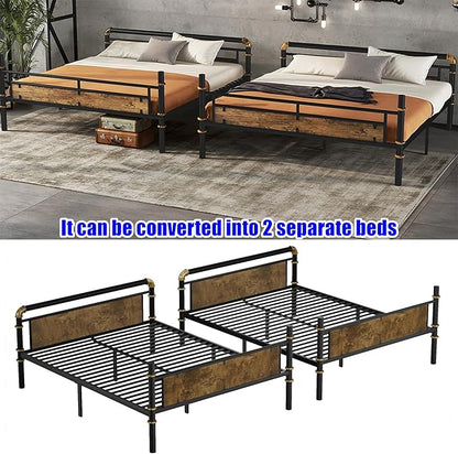 Upgraded & Stronger Heavy Duty Metal Queen Over Queen Bunk Bed for Adults & Teens, Thickened More Stable Safer Bunkbeds (Greater Weight Capacity) (Queen Over Queen)