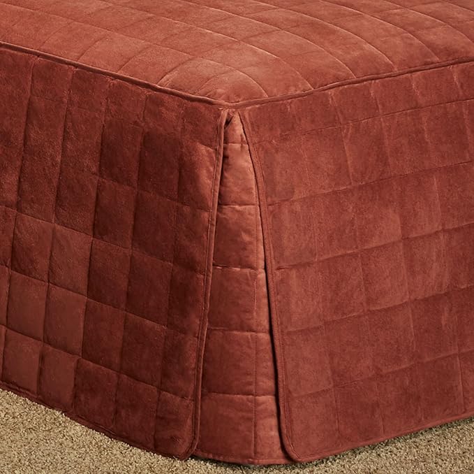 Touch of Class Camden Luxury Bedding | Warm Russet Color | Classic Fitted Bedspread | Faux Suede Box Quilted Design | Designed 2 Piece Set Includes Twin Bedspread and 1 Standard Sham