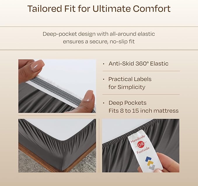 California Design Den Split King Sheets for Adjustable Bed - Buttery Soft 800 Thread Count, 100% Cotton Set, Sateen Bedding Set with Durable Twin XL Fitted Sheets - Grey