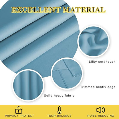 NICETOWN Blackout Room Divider Curtains for Sliding Glass Doors 102 Inches Long 1 Panel, Extra Wide Curtains for Doorway Patio Bedroom Living Room (Teal Blue, 80Wx102L, 1 Panel)