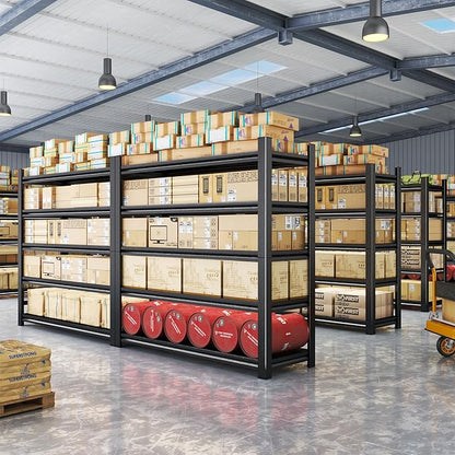 Storage Shelves, Garage Metal Shelving Unit, Adjustable, Double-Layer Column with Reinforced Ribs, Heavy-Duty, Capable of Bearing 600-3600 lbs (Balck, 47''W*24''D*77''H, 5-Tier)