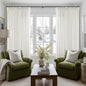 100 Inch Width Curtains 96 Inches Long Pinch Pleat Linen Semi Sheer for Patio Sliding Door Light Filtering Pleated Drapes Back Tab Ivory Beige White Extra Wide 100 x 96 Curtain for Living Dining Room