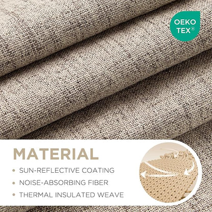 Joydeco Blackout Curtains for Bedroom - 100% Light Blocking 2 Panels Set Linen Drapes 37" W x 96" L, Thermal Insulated Room Darkening Curtains, Linen Textured for Living Room, Rod Pocket & Back Tabs