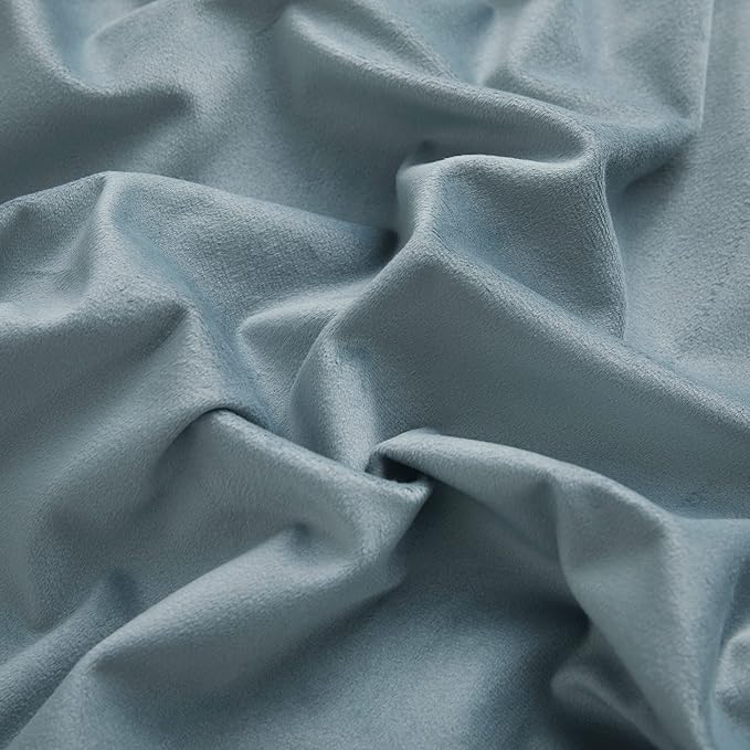 RYB HOME Blue Velvet Curtains 84 inches- Blackout Curtains for Living Room, Thermal Insulated Noise Reducing Panels Soft Luxury Window Decor for Bedroom, Stone Blue, W52 x L120 inches, 2 Panels