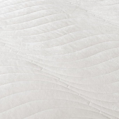 HoneiLife King Quilt Bedding Set - Velvet Quilt Sets 3-Pieces, Lightweight Bedspreads Solid Coverlets Retro Bed Cover Quilt King Size All Season Quilts, Nature White