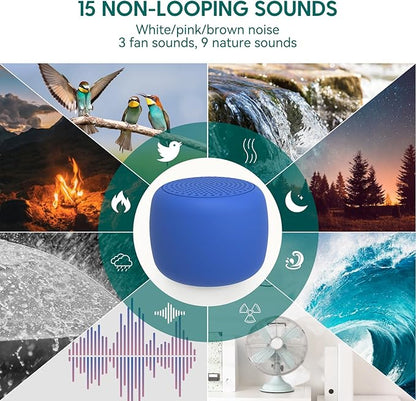 Babelio White Noise Sound Machine for Adults Kids Baby, Mini, 15 Non-looping Sounds, Timer, Memory Function, Easy to Pocket and Travel Navy