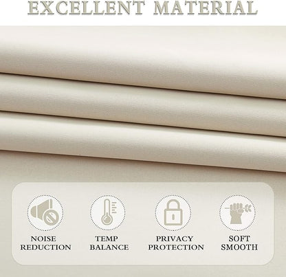 DONREN Cream Beige Room Darkening Curtains for Bedroom 42 x 63 Inch Length Thermal Insulated Rod Pocket Curtains,1 Pair