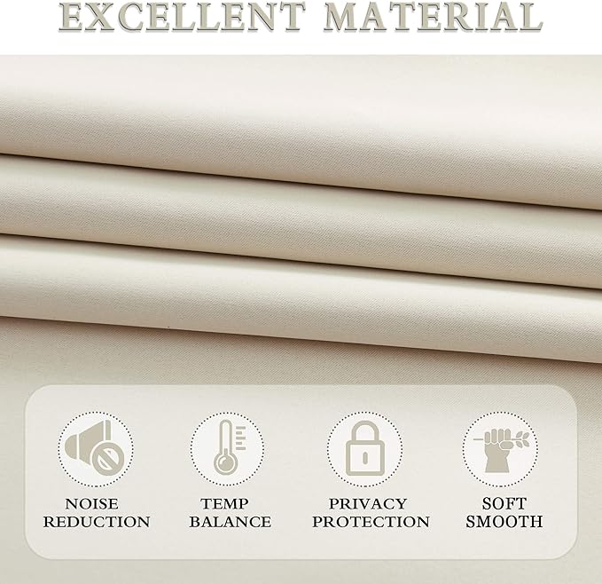 DONREN 84 inche Length Curtain Panels - Light Reducing Thermal Insulated Solid Blackout Curtains/Panels/Drapes for Living Room (Set of 2, 60 inches by 84 Inch, Light Beige)