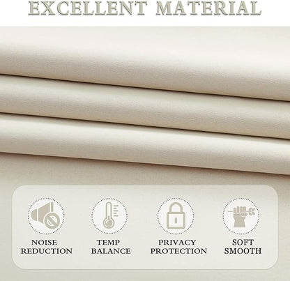 DONREN 84 inche Length Curtain Panels - Light Reducing Thermal Insulated Solid Blackout Curtains/Panels/Drapes for Living Room (Set of 2, 60 inches by 84 Inch, Light Beige)