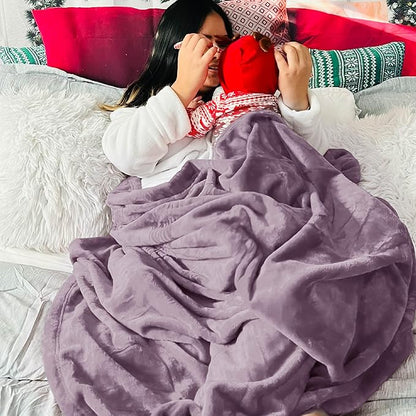 Bedsure GentleSoft Fleece Bed Blankets Queen Size Fog Purple - Soft Lightweight Plush Fuzzy Cozy Luxury Blanket Microfiber, 90x90 inches