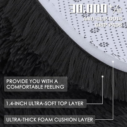 OLANLY 6x9 Machine Washable Large Area Rugs for Living Room, Bedroom, Soft Fluffy Shaggy Bedside Rug, Indoor Floor Carpet for Kids Girls and Boys, Dorms, Nursery, Home Decor Aesthetic, Black