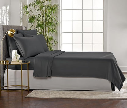 Pure Bamboo Full Sheets, Genuine 100% Organic Viscose Derived from Bamboo Bed Sheet Set, Luxuriously Soft & Cooling, Double Stitching, 2 Year Quality Promise (Full, Charcoal)