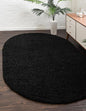 Unique Loom Solid Shag Collection Area Rug (3' 3" x 5' 3" Oval, Jet Black)