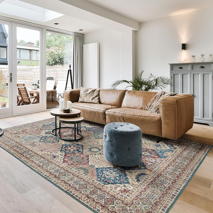 Gertmenian Indoor Boho Area Rug - 6x9 Medium, Non Slip, Super Strong, Ideal for High Traffic Areas in Bedroom, Living Room, Kitchen - Cinzia, Bronze, 28507