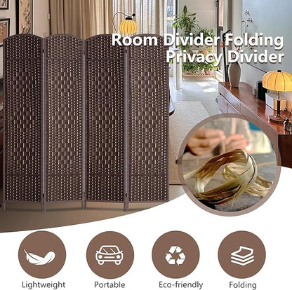 FDW Room Divider 6FT Wooden Screen Folding Privacy Screens Portable Wall Dividers for Home Office Bedroom, Dark Brown