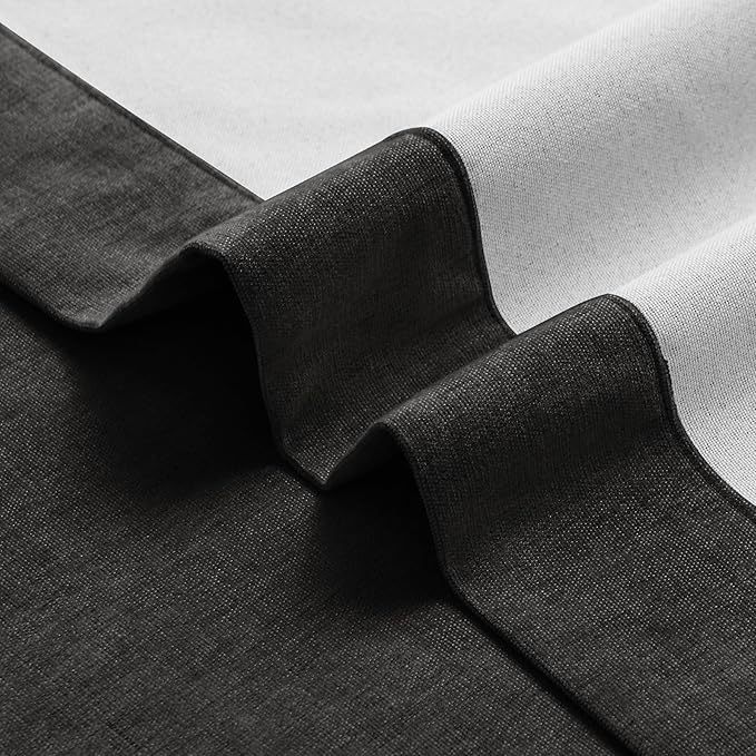 Macochico 100" Wx84 L Charcoal Grey Full Blackout Curtains for Sliding Door, Thermal Insulated Drapery for Living Room Bedroom Windows Patio Door, Modern Chenille Grommet Drapes with Tieback 1 Panel