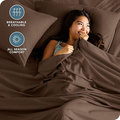 Bare Home King Sheet Set - 6 Piece Set - Hotel Luxury Bed Sheets - Ultra Soft - Deep Pockets - Easy Fit - Cooling & Breathable Sheets - Wrinkle Resistant - Cozy - Cocoa - King Sheets - 6 PC