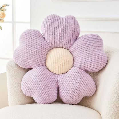 Kcvvcr Flower Throw Pillow, Cute Flower Shaped Pillow Decorative Throw Pillow for Bed Couch, Soft Daisy Pillows Floor Seating Cushion Cushions (19.6 Inch Purple)