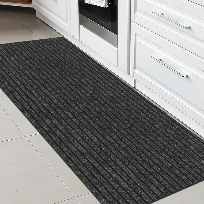 Ottomanson 2'7" x 5' Mud Mat Area Rug Scraper Carpet - Non-Slip, Dirt Trapping for Indoor & Outdoor Use - Ideal for Entryway, Garage, Kitchen, Patio & High-Traffic Areas, Black