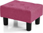 BRIAN & DANY Small Foot Stool, Linen Foot Stools with Legs, Stable Small Footstool for Living Room, Dragon Fruit Red