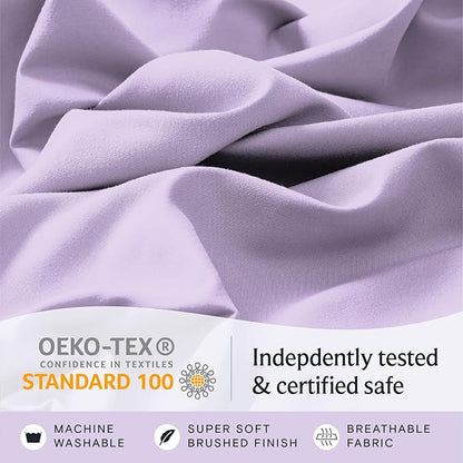 LuxClub 4 PC Full Sheet Set, Deep Pockets Wrinkle Free Cooling Bed Sheets Hotel Bedding for Women, Men, Kids & Teens, Includes 1 Fitted Sheet, 1 Flat Sheet and 2 Pillowcases-Soft Lavender