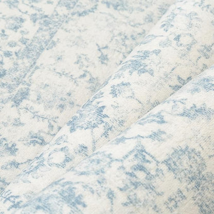 8x10 Blue Area Rug Non Slip Large Vintage Living Room Distressed Machine Washable Carpet Traditional Indoor Bedroom Blue Retro Floral Accent Throw Rug for Office Kitchen Dorm Dining Room