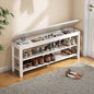 Shoe Rack Bench Seat Rubberwood 2-Tier Wooden Storage Bench 550lbs Compact Mid-Century Modern Design for Entryway, Hallway, Closet, Front Door Entrance, Foyer