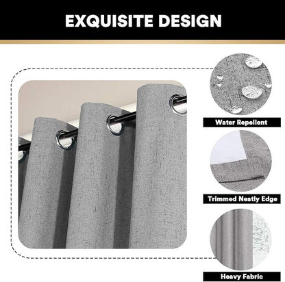 PrinceDeco 100% Blackout Curtains Thermal Curtains for Sliding Glass Door Patio Curtains for Sliding Door Linen Textured Thermal Insulated with White Backing,W100 X L84 Inch, Light Grey