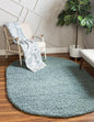 Unique Loom Solid Shag Collection Area Rug (7' 10" x 10' Oval, Light Slate Blue)