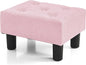BRIAN & DANY Small Foot Stool, Linen Foot Stools with Legs, Stable Small Footstool for Living Room, Pink