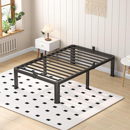 12 Inch Twin Heavy Duty 3500 lbs Bed Frame with Round-Corner Legs & Anti-Squeak Design – Quick Assembly Metal Platform, No Box Spring Needed