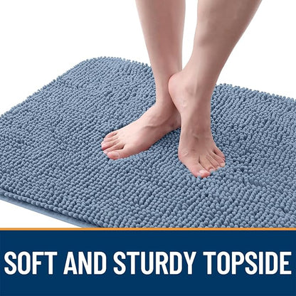 OLANLY Dog Door Mat for Muddy Paws 48x30, Absorbs Moisture and Dirt, Absorbent Non-Slip Washable Doormat, Quick Dry Chenille Mud Mat for Dogs, Entry Indoor Entryway Carpet for Inside Floor, Airy Blue