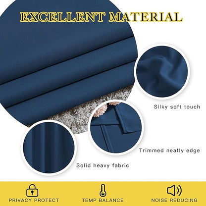 NICETOWN Blackout 78 inch Curtains for Doorway 2 Panels Set, Grommet Thermal Window Treatments Room Darkening Door Curtains for Bedroom/Home Family, Moroccan Blue, W52 x L78
