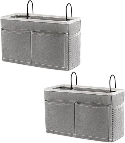 Retyion Bedside Hanging Storage Basket Headboards Bunk Beds Dorm Rooms Organizer Caddy for Storage (2Pack Grey)