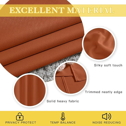 NICETOWN Blackout Burnt Orange Curtain 54 inches Long - Solid Grommet Sound & Light Reducing Room Darkening Window Treatment Thermal Drape for Girls Room/Nursery (1 Panel, W52 x L54)
