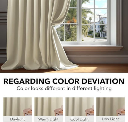 Deconovo Blackout Curtains, Thermal Insulated, W38 x L45 2 Panels, Back Tab, Machine Washable, Room-Darkening Drapes for Bedroom/Living Room Light Beige