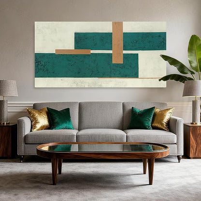 YETHEN WAL Mid Century Geometric Wall Art Modern Canvas Prints Large Green Aesthetic Art Prints for Bedroom Entryway Living Room 29x58 Inch
