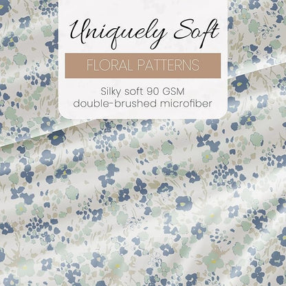 Linen Market Double-Brushed Patterned Microfiber Twin Sheet Set 3 Piece – Oeko-TEX Certified Ultra Soft & Wrinkle-Free - 16" Deep Pocket Sheets - Easy Care Twin Size - Violets Light Blue
