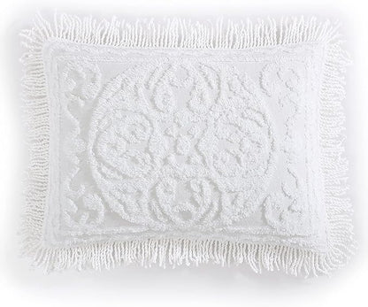 Beatrice Home Fashions Medallion Chenille Bedspread, King Sham, White
