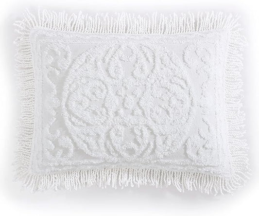 Beatrice Home Fashions Medallion Chenille Bedspread, King Sham, White