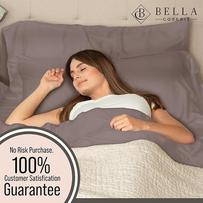 Bella Coterie 6 Piece Luxury Bamboo Viscose California King Size Sheet Set | 100% Organically Grown | Cooling for Hot Sleepers | 18" Deep Pocket | Soft & Hypoallergenic | 4 Pillowcases [Mocha]