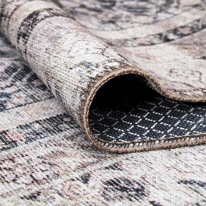 Bloom Rugs Washable Non-Slip 6' x 9' Rug - Tan/Blue/Green Traditional Area Rug for Living Room, Bedroom, Dining Room, and Kitchen - Exact Size: 6' x 9'