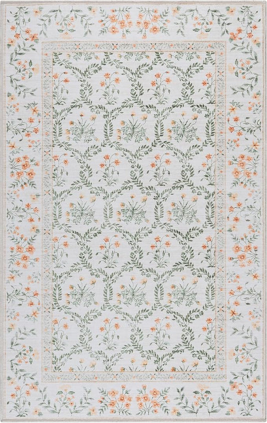 Gertmenian Indoor Boho Area Rug | Home Decor for Entryway, Bedroom, Living Room, Office, Kitchen | Non Slip, Soft, Printed Accent Rugs | Vela, Ivory, 3x5 Small, 24609
