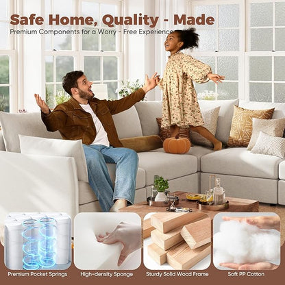 ABCASA Oversized Loveseat Sofa, Modern Modular Sectional Couch White Fluffy Chenille Mid Century 2-Seat 24.5" Deep Seat for Apartment, Living Room, Bedroom