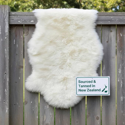 Real Sheepskin Rug 2' x 6' Double Pelt – Natural Genuine Sheep Skin for Bedside/Accent, Soft & Plush - Throw Rugs for Bench/Chair - All Natural Non-Dyed Color