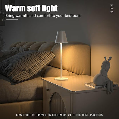 LED CordlessTable Lamp,4000mAh Rechargeable Battery Desk lamp,3 Level Brightness Beside Night Light, Minimalist Design, for Couple Dinner/Coffee Table/Restaurant/Bedroom(White 4PACK)