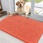 OLANLY Dog Door Mat for Muddy Paws 36x24, Absorbs Moisture and Dirt, Absorbent Non-Slip Washable Doormat, Quick Dry Chenille Mud Mat for Dogs, Entry Indoor Entryway Carpet for Inside Floor, Coral