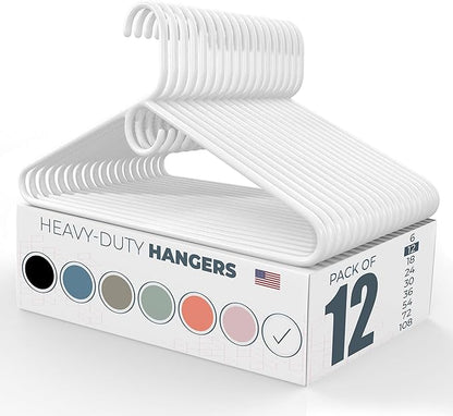Neaties Heavy Duty Clothes Hangers 12 Pack – Made in The USA – 8lb Capacity Plastic Hangers for Adult Clothing – Durable for Pants, Coats, Jackets, or Jeans – White