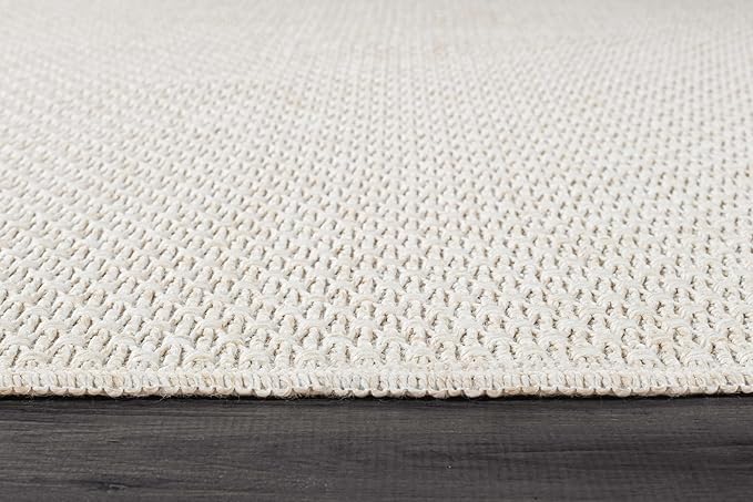Easy Jute Rug 9x12 Indoor Outdoor Natural Rugs Solid Fiber Rug Woven Area Rug Boho Easy Clean Inside Carpet for Living Room Bedroom Dining Room Hallway or Outdoor Patio Porch (9 X 12 Bone)